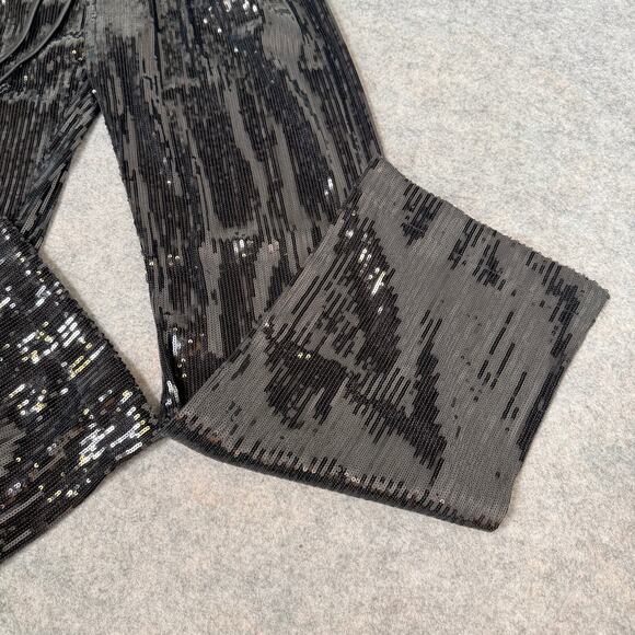 MsKIN6 Womens Black Sequin Shiny Loose Fit Wide Leg Dress Party Pants Size Large - Picture 10 of 13
